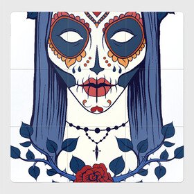 Магнитный плакат 3Х3 с принтом Мексиканский сахарный череп в Белгороде, Полимерный материал с магнитным слоем | 9 деталей размером 9*9 см | Тематика изображения на принте: day of the dead | dia de los muertos | gothic | halloween | skull | sugar skull | готика | день мертвых | женский череп | мексиканский череп | мистика | подарок | сахарный череп | хэллоуин