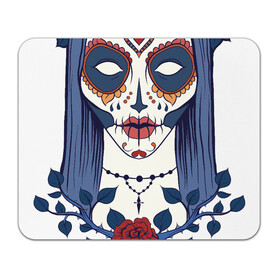 Коврик для мышки прямоугольный с принтом Мексиканский сахарный череп в Белгороде, натуральный каучук | размер 230 х 185 мм; запечатка лицевой стороны | Тематика изображения на принте: day of the dead | dia de los muertos | gothic | halloween | skull | sugar skull | готика | день мертвых | женский череп | мексиканский череп | мистика | подарок | сахарный череп | хэллоуин