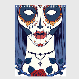 Скетчбук с принтом Мексиканский сахарный череп в Белгороде, 100% бумага
 | 48 листов, плотность листов — 100 г/м2, плотность картонной обложки — 250 г/м2. Листы скреплены сверху удобной пружинной спиралью | day of the dead | dia de los muertos | gothic | halloween | skull | sugar skull | готика | день мертвых | женский череп | мексиканский череп | мистика | подарок | сахарный череп | хэллоуин