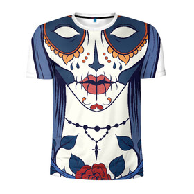 Мужская футболка 3D спортивная с принтом Мексиканский сахарный череп в Белгороде, 100% полиэстер с улучшенными характеристиками | приталенный силуэт, круглая горловина, широкие плечи, сужается к линии бедра | day of the dead | dia de los muertos | gothic | halloween | skull | sugar skull | готика | день мертвых | женский череп | мексиканский череп | мистика | подарок | сахарный череп | хэллоуин