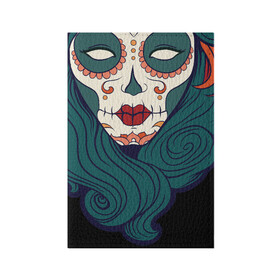 Обложка для паспорта матовая кожа с принтом Мексиканский сахарный череп в Белгороде, натуральная матовая кожа | размер 19,3 х 13,7 см; прозрачные пластиковые крепления | Тематика изображения на принте: day of the dead | dia de los muertos | gothic | halloween | skull | sugar skull | готика | день мертвых | женский череп | мексиканский череп | мистика | подарок | сахарный череп | хэллоуин