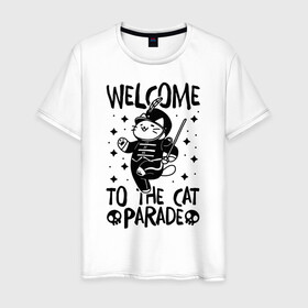 Мужская футболка хлопок с принтом Welcome to the cat parade в Белгороде, 100% хлопок | прямой крой, круглый вырез горловины, длина до линии бедер, слегка спущенное плечо. | gerard way | mcr | my chemical romance | альтернативный | группа | джерард уэй | май кемикал романс | мкр | мой химический роман | мхр | мцр | панк | поп | поппанк | рок | рэй торо