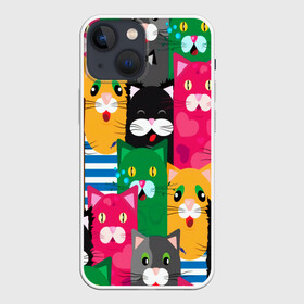 Чехол для iPhone 13 mini с принтом Голодные котики. в Белгороде,  |  | Тематика изображения на принте: pattern | голодные котики | котики | коты | котята | паттерн