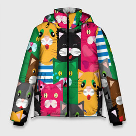 Мужская зимняя куртка 3D с принтом Голодные котики в Белгороде, верх — 100% полиэстер; подкладка — 100% полиэстер; утеплитель — 100% полиэстер | длина ниже бедра, свободный силуэт Оверсайз. Есть воротник-стойка, отстегивающийся капюшон и ветрозащитная планка. 

Боковые карманы с листочкой на кнопках и внутренний карман на молнии. | pattern | голодные котики | котики | коты | котята | паттерн