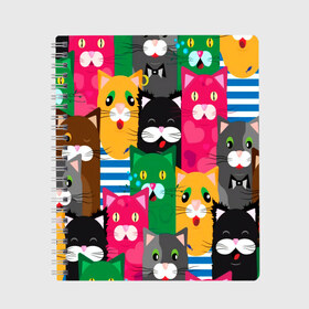 Тетрадь с принтом Голодные котики в Белгороде, 100% бумага | 48 листов, плотность листов — 60 г/м2, плотность картонной обложки — 250 г/м2. Листы скреплены сбоку удобной пружинной спиралью. Уголки страниц и обложки скругленные. Цвет линий — светло-серый
 | Тематика изображения на принте: pattern | голодные котики | котики | коты | котята | паттерн