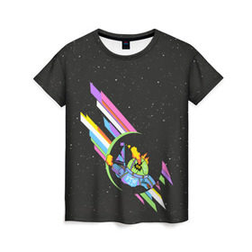 Женская футболка 3D с принтом Rick and Morty в Белгороде, 100% полиэфир ( синтетическое хлопкоподобное полотно) | прямой крой, круглый вырез горловины, длина до линии бедер | morty | rick | saucer | spaceship | vdpartat | летающая тарелка | рик и морти