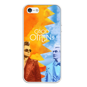 Чехол для iPhone 5/5S матовый с принтом Good Omens в Белгороде, Силикон | Область печати: задняя сторона чехла, без боковых панелей | aziraphale | crowley | david | demon | good | omens | pratchett | tennant | terry | азирафаэль | ангел | благие | демон | дэвид | знамения | кроули | майкл шин | пратчетт | теннант | терри