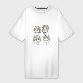 Платье-футболка хлопок с принтом The Beatles team в Белгороде,  |  | beatles | rock | the beatles | битлз | битлс | музыка | рок