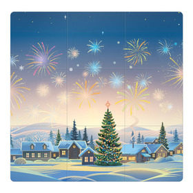 Магнитный плакат 3Х3 с принтом Рождественская ночь в Белгороде, Полимерный материал с магнитным слоем | 9 деталей размером 9*9 см | 2020 | елка | елки | елочные игрушки | зима | зимняя | игрушки | мороз | новогодняя | новый год | новый год 2020 | рождество | рябина | снег | холод