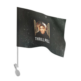 Флаг для автомобиля с принтом THRILL PILL - Грустная Песня в Белгороде, 100% полиэстер | Размер: 30*21 см | Тематика изображения на принте: fuelle | logo | music | noir | pil | pill | rap | raper | symbol | thril | thrill | tril | trill | дамб | лого | музыка | пил | пилл | рэп | рэппер | сам | символ | трил | трилл | тхрил | тхрилл | фотографии | щит