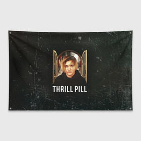 Флаг-баннер с принтом THRILL PILL - Грустная Песня в Белгороде, 100% полиэстер | размер 67 х 109 см, плотность ткани — 95 г/м2; по краям флага есть четыре люверса для крепления | fuelle | logo | music | noir | pil | pill | rap | raper | symbol | thril | thrill | tril | trill | дамб | лого | музыка | пил | пилл | рэп | рэппер | сам | символ | трил | трилл | тхрил | тхрилл | фотографии | щит