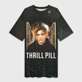 Платье-футболка 3D с принтом THRILL PILL   Грустная Песня в Белгороде,  |  | fuelle | logo | music | noir | pil | pill | rap | raper | symbol | thril | thrill | tril | trill | дамб | лого | музыка | пил | пилл | рэп | рэппер | сам | символ | трил | трилл | тхрил | тхрилл | фотографии | щит