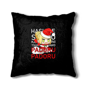 Подушка 3D с принтом Padoru Padoru в Белгороде, наволочка – 100% полиэстер, наполнитель – холлофайбер (легкий наполнитель, не вызывает аллергию). | состоит из подушки и наволочки. Наволочка на молнии, легко снимается для стирки | hashire sori yo | padoru