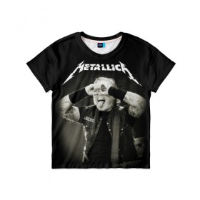 Детская футболка 3D с принтом Metallica в Белгороде, 100% гипоаллергенный полиэфир | прямой крой, круглый вырез горловины, длина до линии бедер, чуть спущенное плечо, ткань немного тянется | heavy metal | metal | metallica | гитара | группы | метал | металлика | музыка | рок | трэш метал | хєви метал