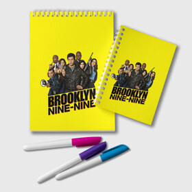 Блокнот с принтом Brooklyn Nine-Nine в Белгороде, 100% бумага | 48 листов, плотность листов — 60 г/м2, плотность картонной обложки — 250 г/м2. Листы скреплены удобной пружинной спиралью. Цвет линий — светло-серый
 | Тематика изображения на принте: 9 9 | 99 | andy | beatriz | brooklyn | detective | diaz | jake | nine nine | peralta | rosa | samberg | stephanie | беатрис | бруклин | детектив | джейк | перальта | роза | стефани | сэмберг | энди