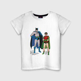 Детская футболка хлопок с принтом Batman and Robin в Белгороде, 100% хлопок | круглый вырез горловины, полуприлегающий силуэт, длина до линии бедер | arkham asylum | batman | batman and joker | batman and robin | detective batman | detective comics | shtatbat
