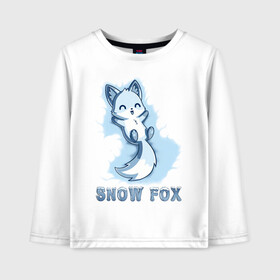 Детский лонгслив хлопок с принтом Snow fox в Белгороде, 100% хлопок | круглый вырез горловины, полуприлегающий силуэт, длина до линии бедер | fox | snow | лис | лиса | лисёнок | лисичка | снег