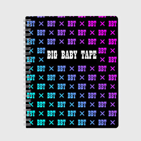 Тетрадь с принтом BIG BABY TAPE в Белгороде, 100% бумага | 48 листов, плотность листов — 60 г/м2, плотность картонной обложки — 250 г/м2. Листы скреплены сбоку удобной пружинной спиралью. Уголки страниц и обложки скругленные. Цвет линий — светло-серый
 | Тематика изображения на принте: baby | bbt | big | dragonborn | dragons | gimme | logo | lost | luv | rap | raper | symbol | tape | the | trap | взял | дракон | драконы | лого | русский | рэп | рэппер | символ | твою