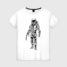 Женская футболка хлопок с принтом Predator в Белгороде, 100% хлопок | прямой крой, круглый вырез горловины, длина до линии бедер, слегка спущенное плечо | alien | predator | хищник | чужой
