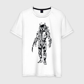 Мужская футболка хлопок с принтом Predator в Белгороде, 100% хлопок | прямой крой, круглый вырез горловины, длина до линии бедер, слегка спущенное плечо. | alien | predator | хищник | чужой