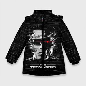 Зимняя куртка для девочек 3D с принтом The Terminator в Белгороде, ткань верха — 100% полиэстер; подклад — 100% полиэстер, утеплитель — 100% полиэстер. | длина ниже бедра, удлиненная спинка, воротник стойка и отстегивающийся капюшон. Есть боковые карманы с листочкой на кнопках, утяжки по низу изделия и внутренний карман на молнии. 

Предусмотрены светоотражающий принт на спинке, радужный светоотражающий элемент на пуллере молнии и на резинке для утяжки. | Тематика изображения на принте: arnold | connor | john | robot | schwarzenegger | skynet | t 800 | terminator | арнольд | джон | коннор | ликвидатор | небесная | робот | сеть | скайнет | терминатор | шварценеггер