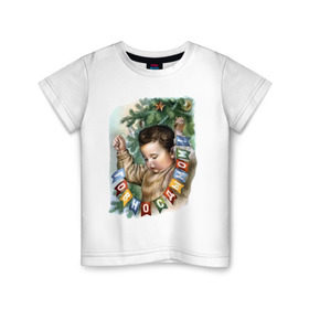 Детская футболка хлопок с принтом Говно с дымом в Белгороде, 100% хлопок | круглый вырез горловины, полуприлегающий силуэт, длина до линии бедер | буквы | гирлянда | дым | ёлка | мальчик | новый год | флажки