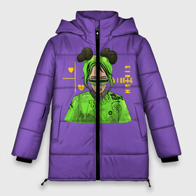 Женская зимняя куртка 3D с принтом Billie Eilish Purple в Белгороде, верх — 100% полиэстер; подкладка — 100% полиэстер; утеплитель — 100% полиэстер | длина ниже бедра, силуэт Оверсайз. Есть воротник-стойка, отстегивающийся капюшон и ветрозащитная планка. 

Боковые карманы с листочкой на кнопках и внутренний карман на молнии | bad | bad guy | billi | billie | billie eilish | eilish | good girl | music | swag | айлиш | беляш | били | били айлиш | билли | билли айлиш | билли эйлиш | биляш | музка | певица | эйлиш