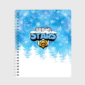 Тетрадь с принтом Новогодний Brawl Stars в Белгороде, 100% бумага | 48 листов, плотность листов — 60 г/м2, плотность картонной обложки — 250 г/м2. Листы скреплены сбоку удобной пружинной спиралью. Уголки страниц и обложки скругленные. Цвет линий — светло-серый
 | brawl | brawl stars | crow | leon | stars | бравл | бравл старс | браво старс | игра | компьютерная | кров | леон | новогодний | новый год | онлайн | с новым годом | старс