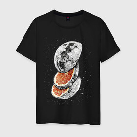 Мужская футболка хлопок с принтом Lunar Fruit #2 в Белгороде, 100% хлопок | прямой крой, круглый вырез горловины, длина до линии бедер, слегка спущенное плечо. | cosmos | lunar fruit | moon | space | star | звезды | космос | луна | фрукты
