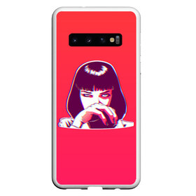 Чехол для Samsung Galaxy S10 с принтом MIA GLITCH Gradient в Белгороде, Силикон | Область печати: задняя сторона чехла, без боковых панелей | Тематика изображения на принте: pulp | pulp fiction | quentin tarantino | tarantino | квентин тарантино | кино | криминальное чтиво | тарантино | тарентино | торентино | торрентино | фильм | чтиво