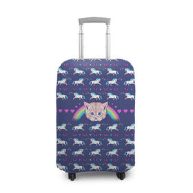 Чехол для чемодана 3D с принтом Свитер с котенком в Белгороде, 86% полиэфир, 14% спандекс | двустороннее нанесение принта, прорези для ручек и колес | butterflu | cat | christmas | kitten | new | snow | snowflakes | sweater | unicorn | xmas | year | бабочка | год | единорог | кот | котенок | новый | рождество | свитер