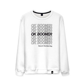 Мужской свитшот хлопок с принтом OK BOOMER (BLACK) в Белгороде, 100% хлопок |  | boomer | boomers | generation | internet | meme | ok | ok boomer | young | бумеры | зумеры | интернет | мем | молодежь | ок | ок бумер | окей бумер | поколение