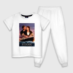 Детская пижама хлопок с принтом Titanic в Белгороде, 100% хлопок |  брюки и футболка прямого кроя, без карманов, на брюках мягкая резинка на поясе и по низу штанин
 | Тематика изображения на принте: cameron | dawson | dicaprio | jack | james | kate | leonardo | liner | ocean | rose | titanic | джеймс | джек | дикаприо | доусон | кейт | кэмерон | лайнер | леонардо | океан | роза | титаник | уинслет