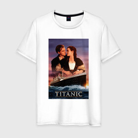 Мужская футболка хлопок с принтом Titanic в Белгороде, 100% хлопок | прямой крой, круглый вырез горловины, длина до линии бедер, слегка спущенное плечо. | Тематика изображения на принте: cameron | dawson | dicaprio | jack | james | kate | leonardo | liner | ocean | rose | titanic | джеймс | джек | дикаприо | доусон | кейт | кэмерон | лайнер | леонардо | океан | роза | титаник | уинслет