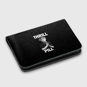 Картхолдер с принтом с принтом Thrill pill в Белгороде, натуральная матовая кожа | размер 7,3 х 10 см; кардхолдер имеет 4 кармана для карт; | Тематика изображения на принте: pill | thrill | thrill pill | пилл | тимур самедов | трилл | трилл пилл