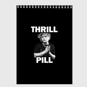 Скетчбук с принтом Thrill pill в Белгороде, 100% бумага
 | 48 листов, плотность листов — 100 г/м2, плотность картонной обложки — 250 г/м2. Листы скреплены сверху удобной пружинной спиралью | pill | thrill | thrill pill | пилл | тимур самедов | трилл | трилл пилл