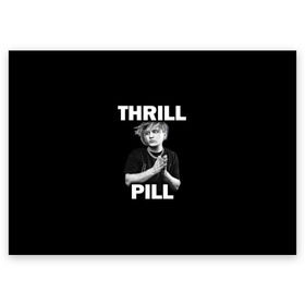 Поздравительная открытка с принтом Thrill pill в Белгороде, 100% бумага | плотность бумаги 280 г/м2, матовая, на обратной стороне линовка и место для марки
 | Тематика изображения на принте: pill | thrill | thrill pill | пилл | тимур самедов | трилл | трилл пилл