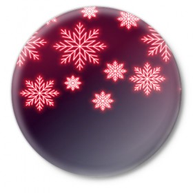 Значок с принтом Рождественская снежинка в Белгороде,  металл | круглая форма, металлическая застежка в виде булавки | 