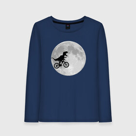 Женский лонгслив хлопок с принтом T-rex Riding a Bike в Белгороде, 100% хлопок |  | moon | велосипед | дино | динозавр | кино | космос | луна | парк юрского периода | планета | тень | тирекс | фильм | юрский период