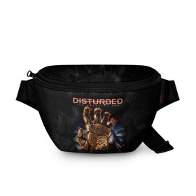 Поясная сумка 3D с принтом Disturbed в Белгороде, 100% полиэстер | плотная ткань, ремень с регулируемой длиной, внутри несколько карманов для мелочей, основное отделение и карман с обратной стороны сумки застегиваются на молнию | asylum | disturbed | heavy metal | immortalized | the guy | the lost children | группы | метал | рок