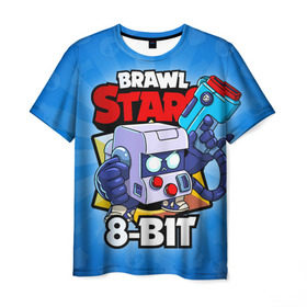 Мужская футболка 3D с принтом BRAWL STARS 8-BIT в Белгороде, 100% полиэфир | прямой крой, круглый вырез горловины, длина до линии бедер | Тематика изображения на принте: 8 bit | 8 бит | brawl stars | brawl stars 8 bit | brawler | бравл старз | бравлер