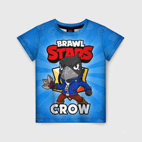 Детская футболка 3D с принтом BRAWL STARS CROW в Белгороде, 100% гипоаллергенный полиэфир | прямой крой, круглый вырез горловины, длина до линии бедер, чуть спущенное плечо, ткань немного тянется | brawl stars | brawl stars crow | brawler | crow | бравл старз | бравлер | ворон