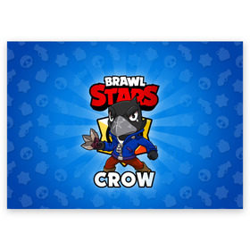 Поздравительная открытка с принтом BRAWL STARS CROW в Белгороде, 100% бумага | плотность бумаги 280 г/м2, матовая, на обратной стороне линовка и место для марки
 | brawl stars | brawl stars crow | brawler | crow | бравл старз | бравлер | ворон