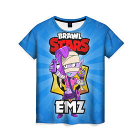 Женская футболка 3D с принтом BRAWL STARS EMZ в Белгороде, 100% полиэфир ( синтетическое хлопкоподобное полотно) | прямой крой, круглый вырез горловины, длина до линии бедер | brawl stars | brawl stars emz | brawler | emz | бравл старз | бравлер | эмз