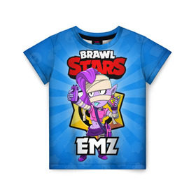 Детская футболка 3D с принтом BRAWL STARS EMZ в Белгороде, 100% гипоаллергенный полиэфир | прямой крой, круглый вырез горловины, длина до линии бедер, чуть спущенное плечо, ткань немного тянется | brawl stars | brawl stars emz | brawler | emz | бравл старз | бравлер | эмз