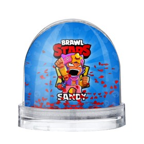 Снежный шар с принтом BRAWL STARS SANDY в Белгороде, Пластик | Изображение внутри шара печатается на глянцевой фотобумаге с двух сторон | brawl stars | brawl stars sandy | brawler | sandy | бравл старз | бравлер | сэнди