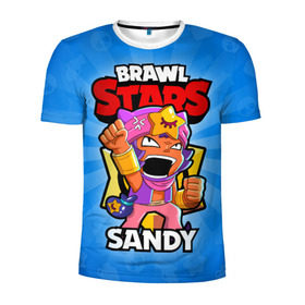 Мужская футболка 3D спортивная с принтом BRAWL STARS SANDY в Белгороде, 100% полиэстер с улучшенными характеристиками | приталенный силуэт, круглая горловина, широкие плечи, сужается к линии бедра | brawl stars | brawl stars sandy | brawler | sandy | бравл старз | бравлер | сэнди