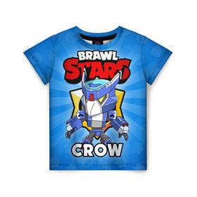 Детская футболка 3D с принтом BRAWL STARS CROW в Белгороде, 100% гипоаллергенный полиэфир | прямой крой, круглый вырез горловины, длина до линии бедер, чуть спущенное плечо, ткань немного тянется | brawl stars | brawl stars crow | brawler | crow | бравл старз | бравлер | ворон