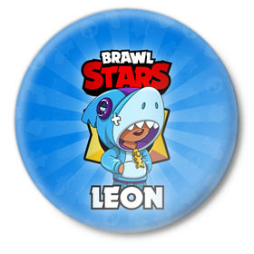 Значок с принтом BRAWL STARS LEON в Белгороде,  металл | круглая форма, металлическая застежка в виде булавки | brawl stars | brawl stars leon | brawler | leon | бравл старз | бравлер | леон