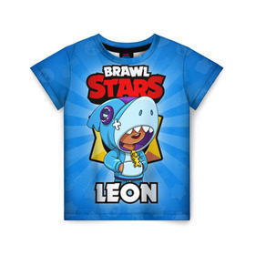 Детская футболка 3D с принтом BRAWL STARS LEON в Белгороде, 100% гипоаллергенный полиэфир | прямой крой, круглый вырез горловины, длина до линии бедер, чуть спущенное плечо, ткань немного тянется | brawl stars | brawl stars leon | brawler | leon | бравл старз | бравлер | леон